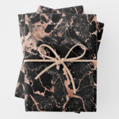 バラ金ゴールドと黒大理石 ラッピングペーパーシート (インサイチュ)