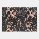 バラ金ゴールドと黒大理石 ラッピングペーパーシート (正面)