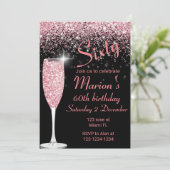 バラ金ゴールドと黒60歳の誕生日の招待状 招待状 (スタンド正面)