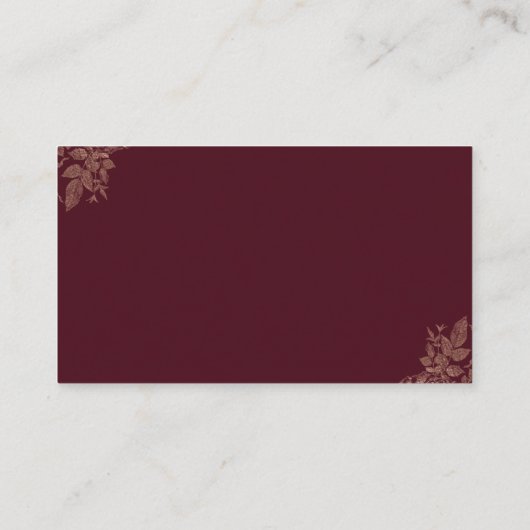 バラ金ゴールドとBurgundy結婚のWebサイトカードの挿入 エンクロージャーカード (裏面)