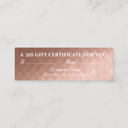 バラ金ゴールドのクリスマスプレゼント証明書エレガント スキニー名刺 (裏面)