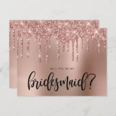 バラ金ゴールドのグリッターを飲むと私の花嫁の付き添いになる インビテーションポストカード (正面/裏面)