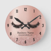 バラ金ゴールドのラッシュメイクアップアーティスト美しいサロン ラウンド壁時計 (正面)