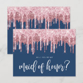 バラ金ゴールドの乾燥が私のメイド・オブ・オーナー(花嫁付き添い人) インビテーションポストカード (正面/裏面)