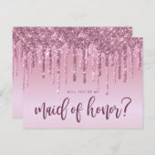 バラ金ゴールドの乾燥が私のメイド・オブ・オーナー(花嫁付き添い人) インビテーションポストカード (正面/裏面)