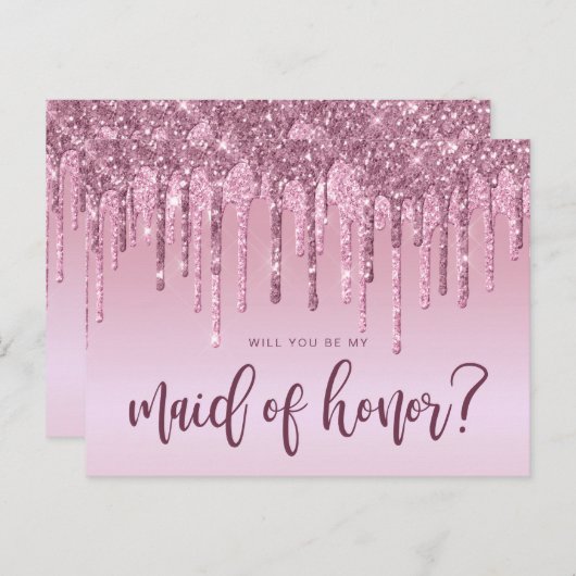 バラ金ゴールドの乾燥が私のメイド・オブ・オーナー（花嫁付き添い人） インビテーションポストカード (正面/裏面)