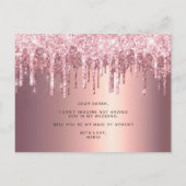 バラ金ゴールドの乾燥が私のメイド・オブ・オーナー(花嫁付き添い人) インビテーションポストカード (裏面)