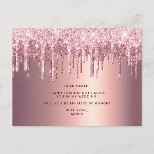 バラ金ゴールドの乾燥が私のメイド・オブ・オーナー（花嫁付き添い人） インビテーションポストカード (裏面)