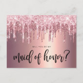 バラ金ゴールドの乾燥が私のメイド・オブ・オーナー（花嫁付き添い人） インビテーションポストカード (正面)