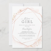 バラ金ゴールドの水の色それが女の子の赤ちゃんシャワー 招待状 (正面)