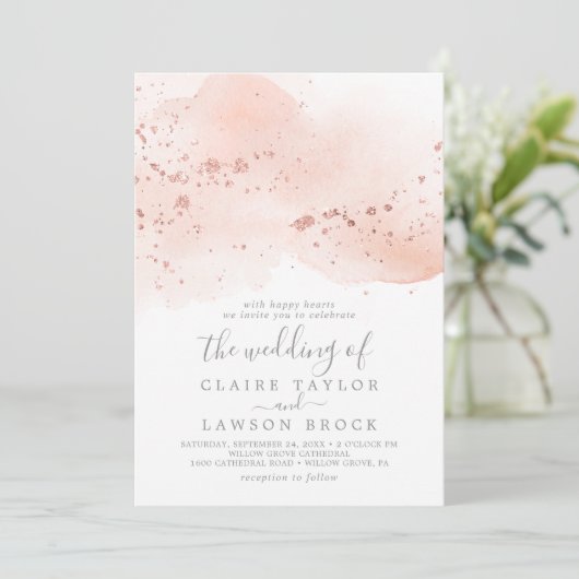 バラ金ゴールドの水結婚色の色 招待状 (スタンド正面)