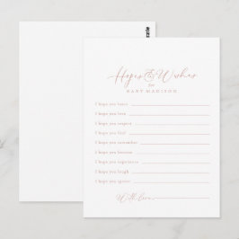 バラ金ゴールドの牧歌的な赤ちゃんシャワー希望&ウィッシュカード ポストカード