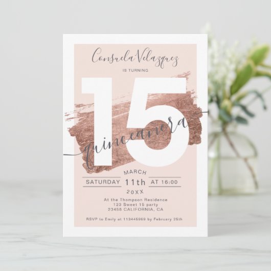 バラ金ゴールドの筆跡赤面キンセアニェラ写真 招待状 (スタンド正面)