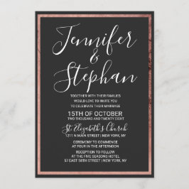 バラ金ゴールドの縁どシンプル概要結婚Black's 招待状