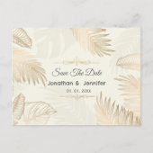バラ金ゴールドの葉とヤシは日付結婚を保存 案内ポストカード (正面)