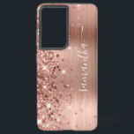 バラ金ゴールドの輝くフォイルのガーリー署名 SAMSUNG GALAXY S21 ケース<br><div class="desc">ガーリーグリッターはフェイク赤面とバラの金ゴールドのブラシ付き金属ホイルの上離れに、エッジに輝く輝きフェイクのバラの金ゴールド。白い書モダン道のフォントにガーリーはエレガント、縦型の装飾的な尾が付いている。カスタマイズフォントのスタイルまたはスパークルのグラフィックを移動して、独自の電話ギアを作成する。余分なきらめき、グリッター、フォイルのデジタルグラフィック要素は、写真のようなプリント。</div>
