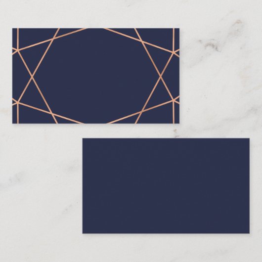 バラ金ゴールドの青い幾何結婚の護衛カード プレイスカード (正面/裏面)