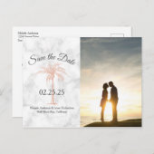 バラ金ゴールドのPalm Tree Marble結婚の日救付け写真 案内ポストカード (正面/裏面)