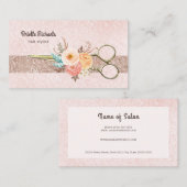 バラ金ゴールドはさみエレガントフローラ美容師 名刺 (正面/裏面)