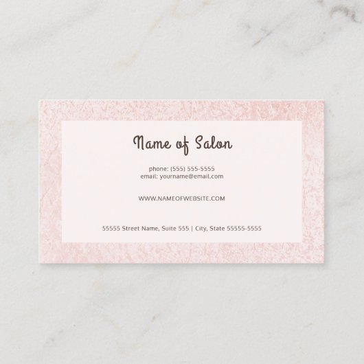 バラ金ゴールドはさみエレガントフローラ美容師 名刺 (裏面)