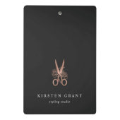 バラ金ゴールドはさみサロンロゴ ミニクリップボード (裏面)