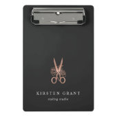 バラ金ゴールドはさみサロンロゴ ミニクリップボード (正面)