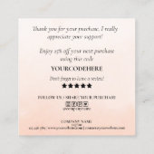 バラ金ゴールドは注文感謝していのハートを乾燥させる スクエア名刺 (裏面)