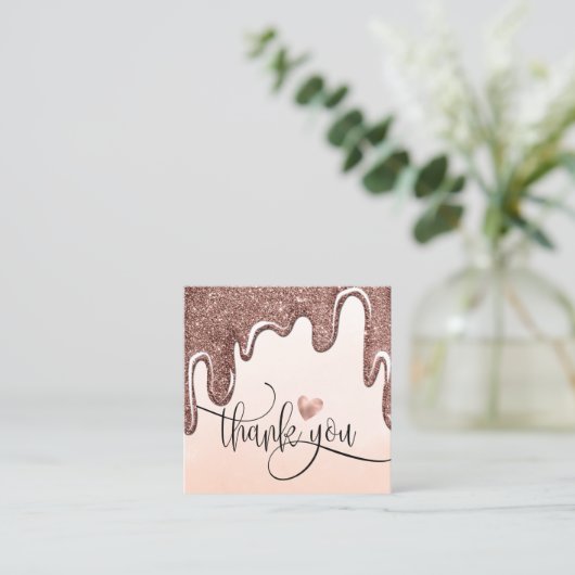 バラ金ゴールドは注文感謝していのハートを乾燥させる スクエア名刺 (スタンド正面)