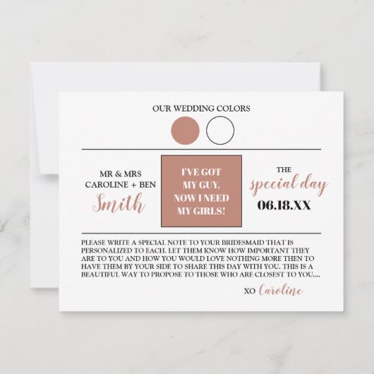 バラ金ゴールドは私の花嫁のカードになる 招待状 (裏面)