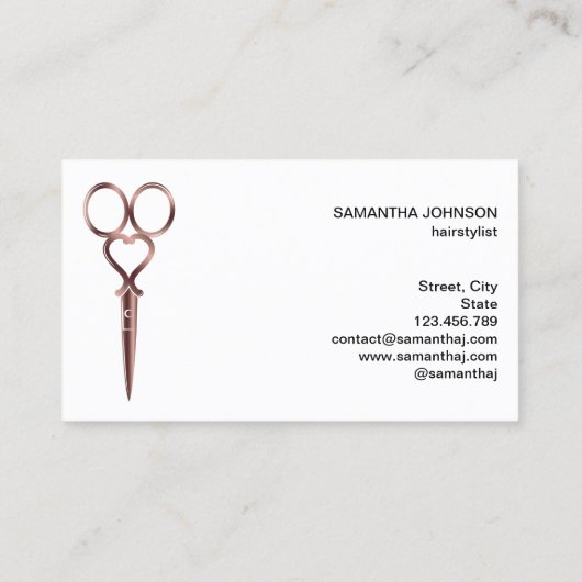 バラ金ゴールドは美容師の美容師の鋏を乾かす 名刺 (裏面)