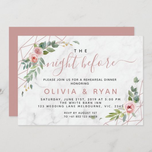 バラ金ゴールドは、招待の前夜に幾何学的な形をした 招待状 (正面/裏面)