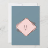 バラ金ゴールドほこりっぽいブルーマウブジオメトリックベビーシャワー 招待状 (裏面)