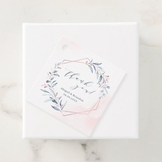 バラ金ゴールドほこりっぽい青い緑の幾何学感謝 フェイバータグ (インサイチュ)