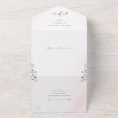 バラ金ゴールドほこりっぽい青い緑の幾何学模様結婚 オールインワン招待状 (外側)