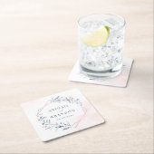 バラ金ゴールドほこりっぽい青い緑の幾何学模様結婚 スクエアペーパーコースター (インサイチュ)