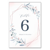 バラ金ゴールドほこりっぽい青い緑の幾何学模様結婚 テーブルナンバー (裏面)