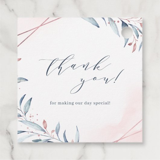 バラ金ゴールドほこりっぽい青い緑の幾何学模様結婚 フェイバータグ (裏面)