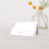 バラ金ゴールドほこりっぽい青い緑の幾何学模様結婚 プレイスカード (正面)