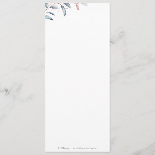 バラ金ゴールドほこりっぽい青い緑の幾何学模様結婚 メニュー (裏面)