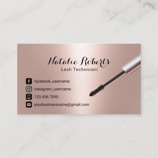 バラ金ゴールドまつげエクステンションラッシュズクイーンサロン 名刺 (裏面)