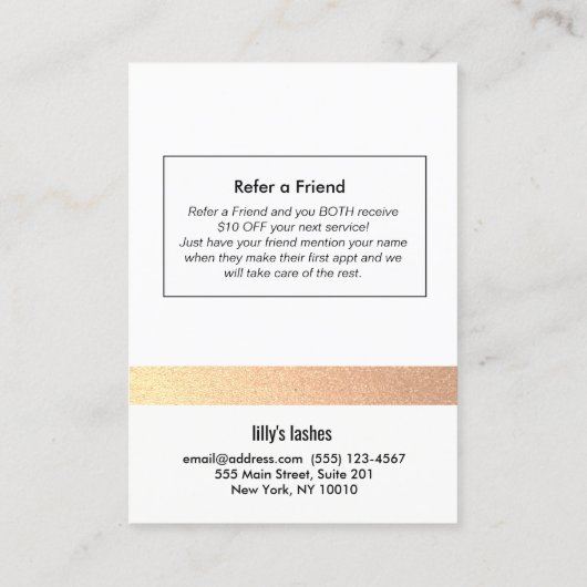 バラ金ゴールドまつ毛の拡張アフターケア紹介 紹介カード (裏面)