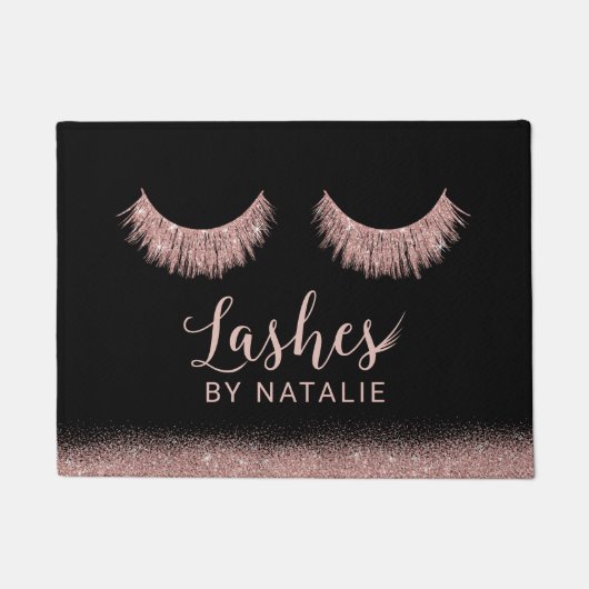 バラ金ゴールドまつ毛エクステンション美しいサロン ドアマット (正面)