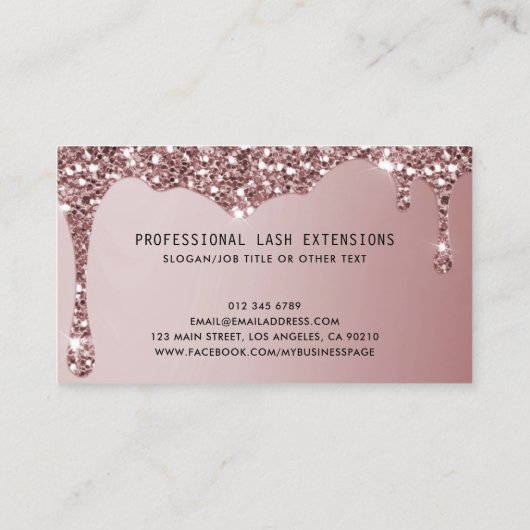 バラ金ゴールドまつ毛/眉アフターケアの指示 名刺 (裏面)