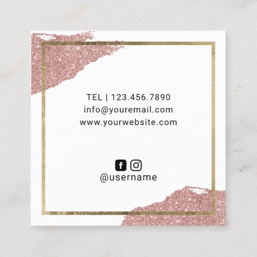 バラ金ゴールドまばゆみメイクアップアーティスト美しいサロン スクエア名刺 (裏面)