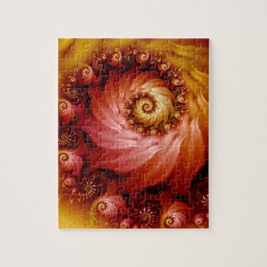 バラ金ゴールドらせん花 ジグソーパズル (縦)