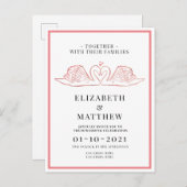 バラ金ゴールドをテーマにしたスワ結婚ンズ インビテーションポストカード (正面/裏面)