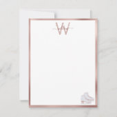 バラ金ゴールドアイススケート赤面ピンクスケートで滑るキッズ ノートカード (正面)