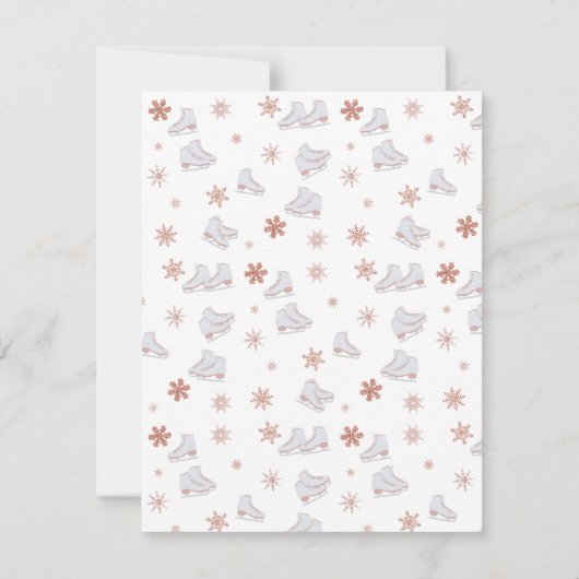 バラ金ゴールドアイススケート赤面ピンクスケートで滑るキッズ ノートカード (裏面)