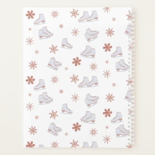 バラ金ゴールドアイススケート赤面ピンクスケートで滑るモノグラム プランナー手帳 (裏面)