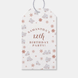 バラ金ゴールドアイススケート赤面ピンクスケートで滑る誕生日 ギフトタグ